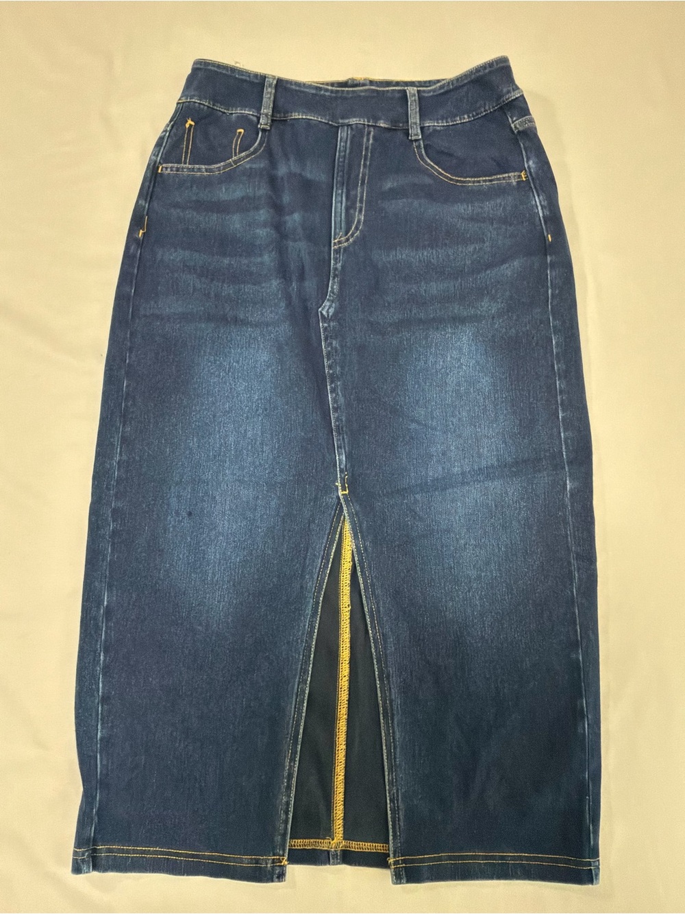 HALARA Dark Blue Denim Straight Jeans Skirt